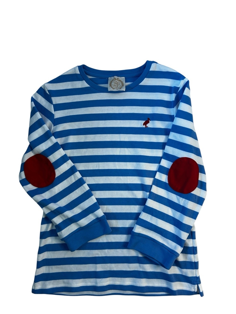 The Beaufort Bonnet Company Boys 8 Blue Stripe Long Sleeve Shirt Elbow Patch